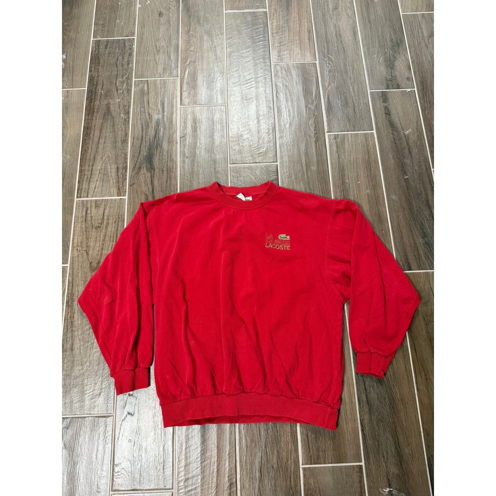 Vintage La Chemise Lacoste Red Crewneck Sweatshirt Made in France Size 7 XL